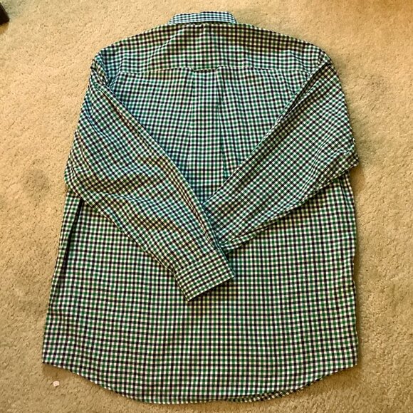 Orvis Green/Black/White Check Long Sleeve Button Shirt Cotton - Picture 4 of 5
